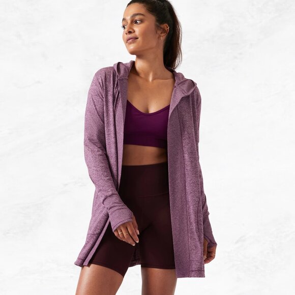 Athleta Sweaters - Athleta Uptempo Wrap - Pinot Plum Heather